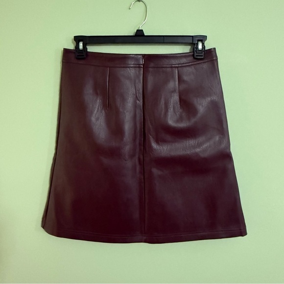 Ginasy Faux leather, a line, wrap , high waisted miniskirt burgundy - Picture 8 of 14